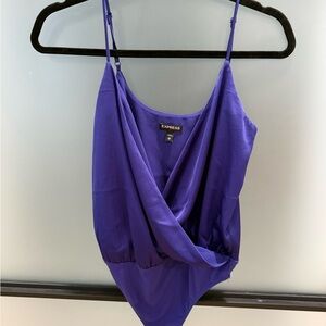 Express Vivid Purple Draped Bodysuit